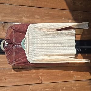 Sheer Lace Blouses in Cream and Brown Sz L